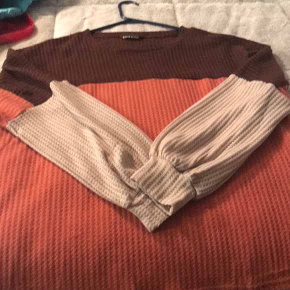 oversized color block knit waffle long sleeve - Picture 4 of 11